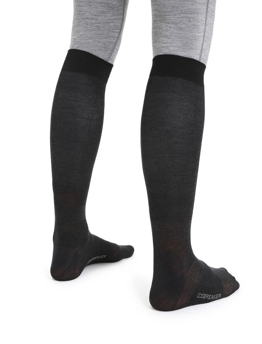 Black Men's Icebreaker Merino Snow Liner Over the Calf Socks | USA 1015GSOL